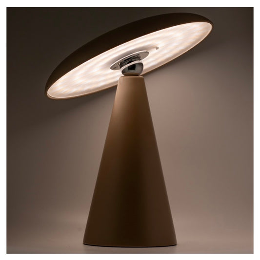 Bureaulamp Mush LED op accu mat taupe, afneembare kap