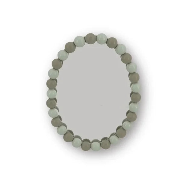Wand Spiegel met Bolletjesrand - Zand/ Taupe - 29x22.5cm