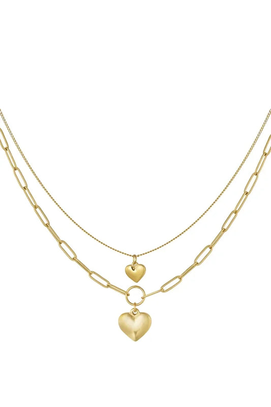 Dubbele schakelketting met hartjes