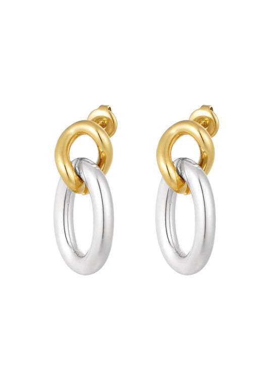 Oorbellen schakels zilver/goud
