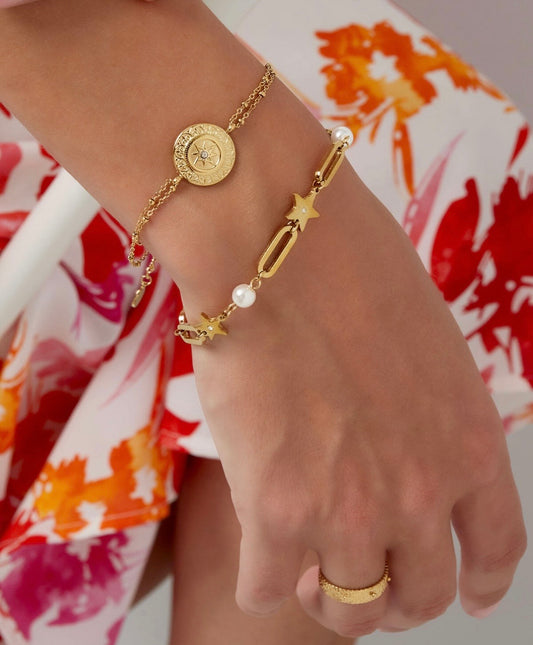 Dubbele armband ster coin