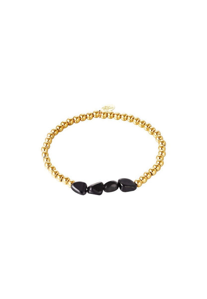 Armband black rocks goud