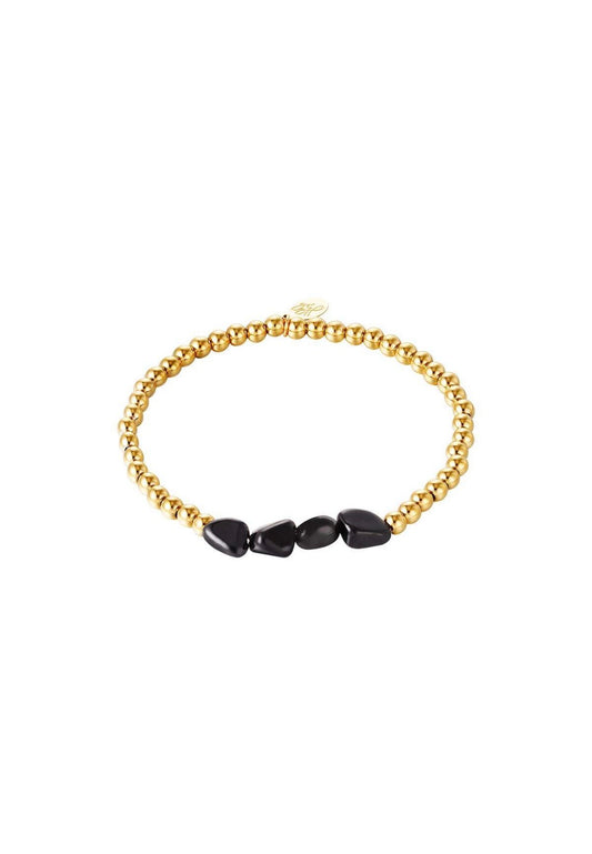 Armband black rocks goud