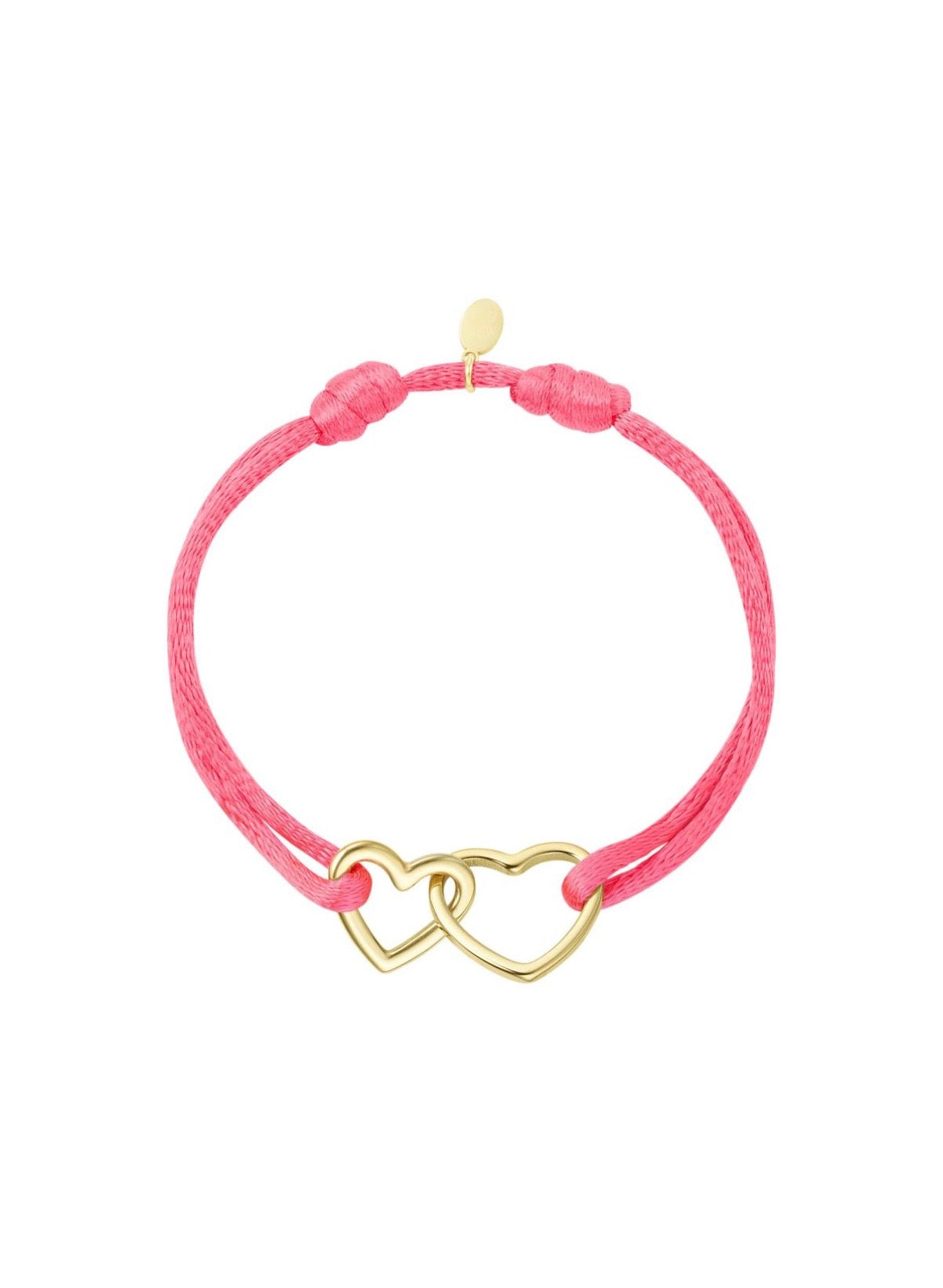 Stoffen armband hartjes fuchsia