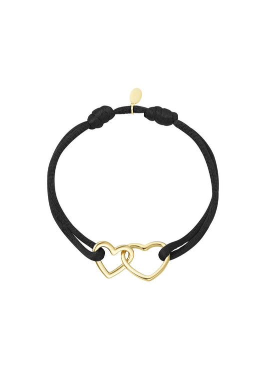 Stoffen armband hartjes zwart