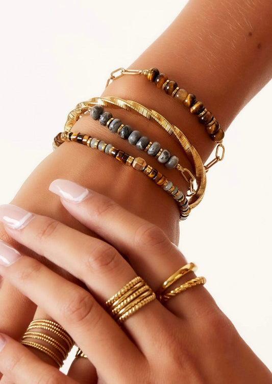 Chunky armband met steentjes bruin