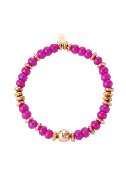 Armband met kleurrijke steentjes fuchsia