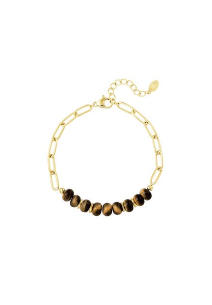 Chunky armband met steentjes bruin