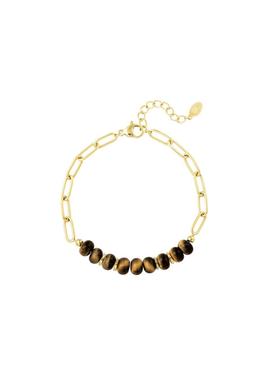 Chunky armband met steentjes bruin