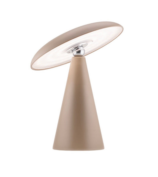 Bureaulamp Mush LED op accu mat taupe, afneembare kap