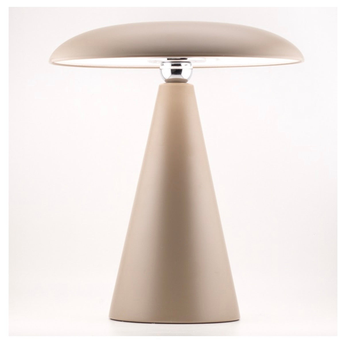 Bureaulamp Mush LED op accu mat taupe, afneembare kap