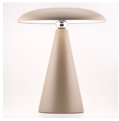 Bureaulamp Mush LED op accu mat taupe, afneembare kap