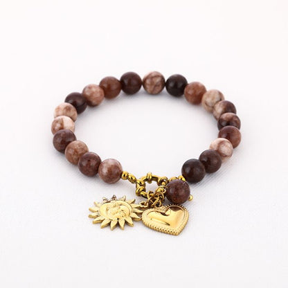 Kralen armband bruin met bedels