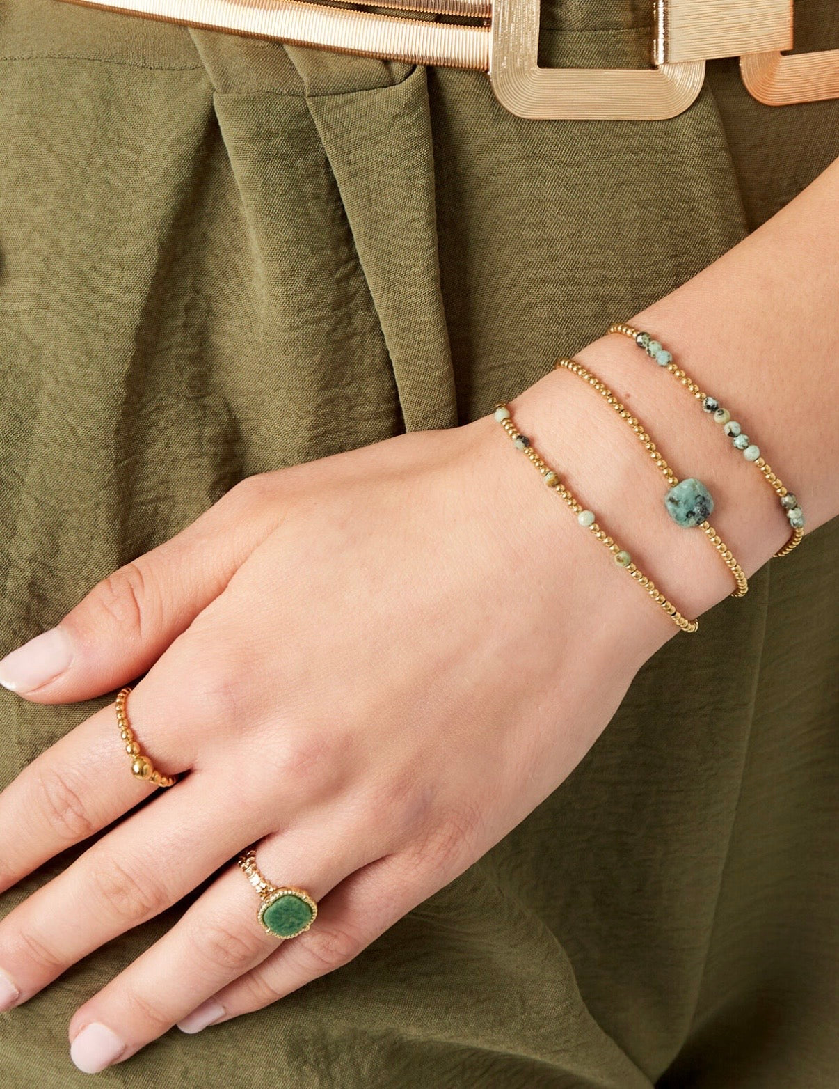 Armband kraaltjes met grote steen