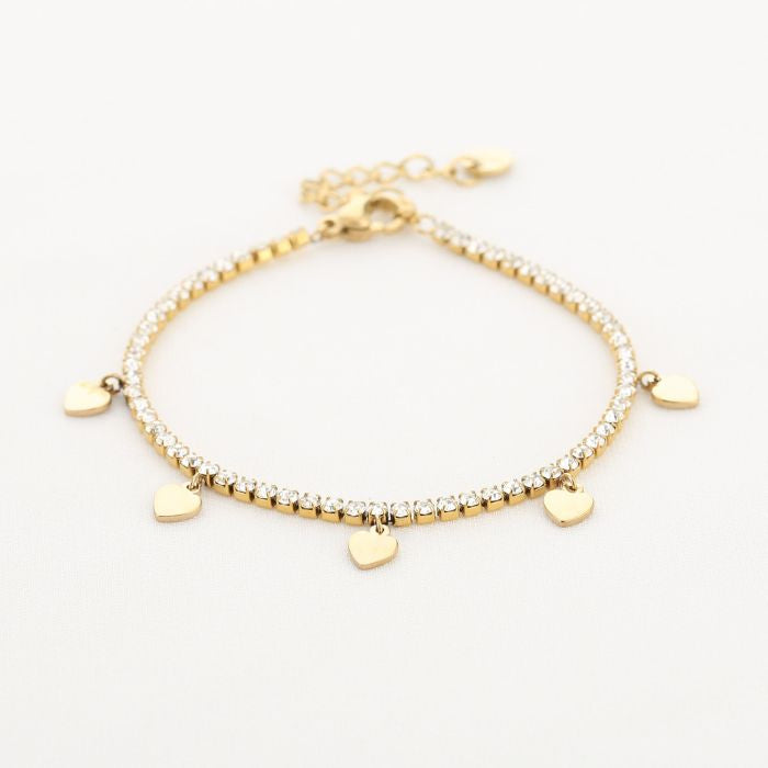 Strass armband met hartjes