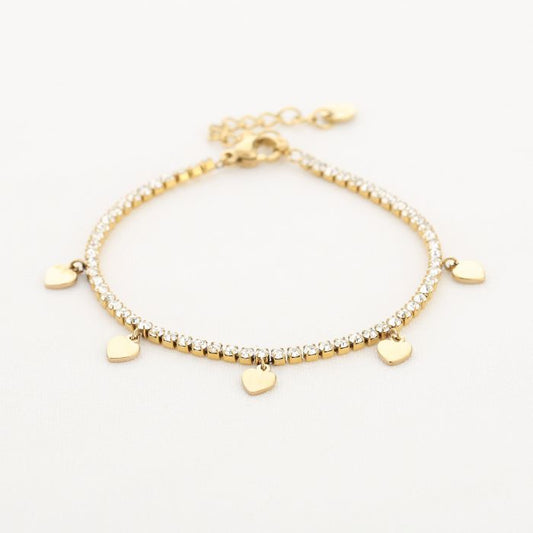 Strass armband met hartjes