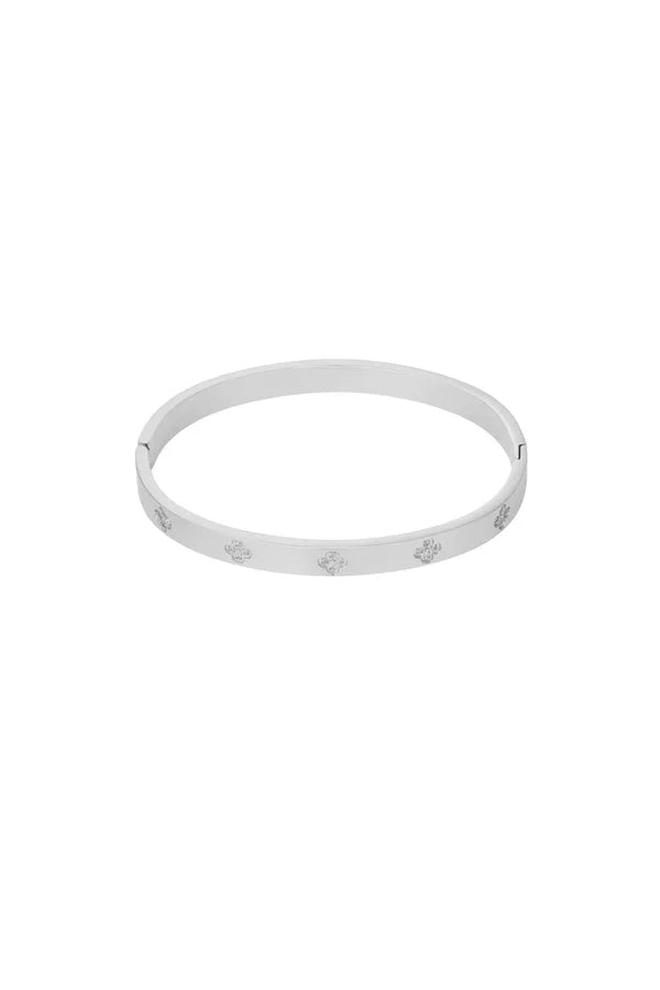 Bangle met klavers en steentjes