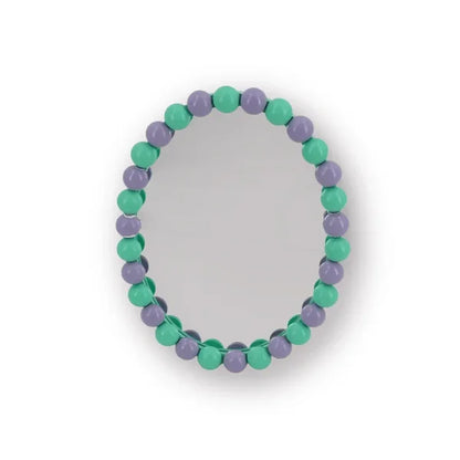Wand Spiegel met Bolletjesrand - Mint/ Lila - 29x22.5cm