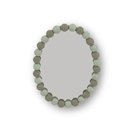 Wand Spiegel met Bolletjesrand - Zand/ Taupe - 29x22.5cm