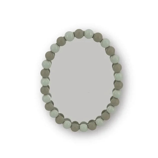 Wand Spiegel met Bolletjesrand - Zand/ Taupe - 29x22.5cm