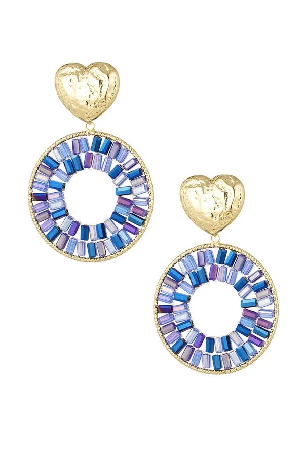 Ronde statement oorbellen met hart detail