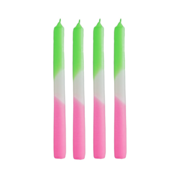 Kaars groen/wit/roze