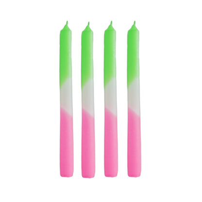 Kaars groen/wit/roze