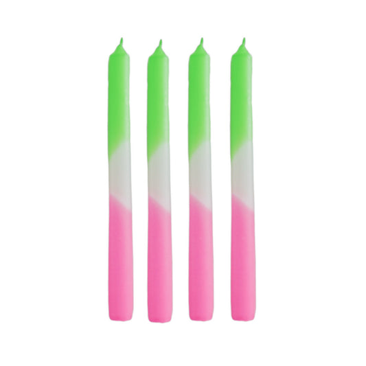 Kaars groen/wit/roze