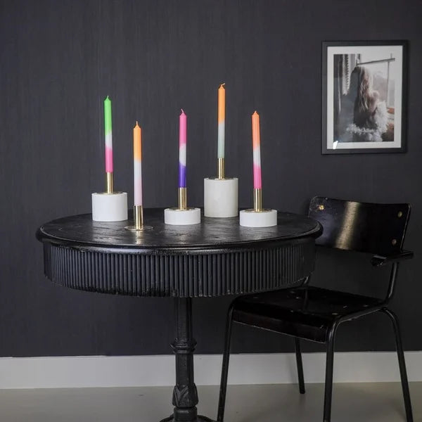 Kaars roze/wit/paars