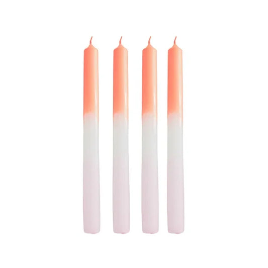 Kaars oranje/wit/licht roze