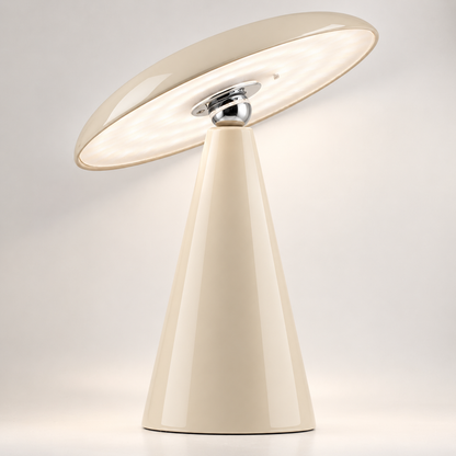 Bureaulamp Mush LED op accu hoogglans crème ,afneembare kap