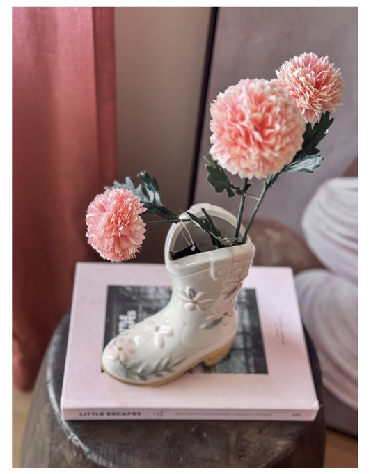 Kunstbloem bol chrysant 58cm zachtroze