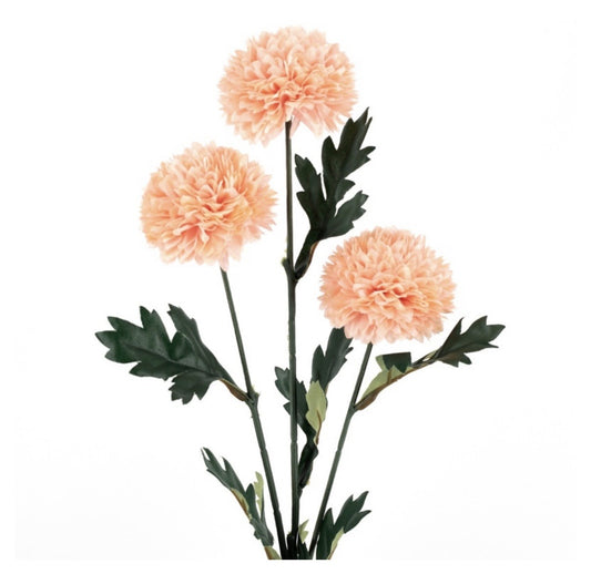 Kunstbloem bol chrysant 58cm zachtroze
