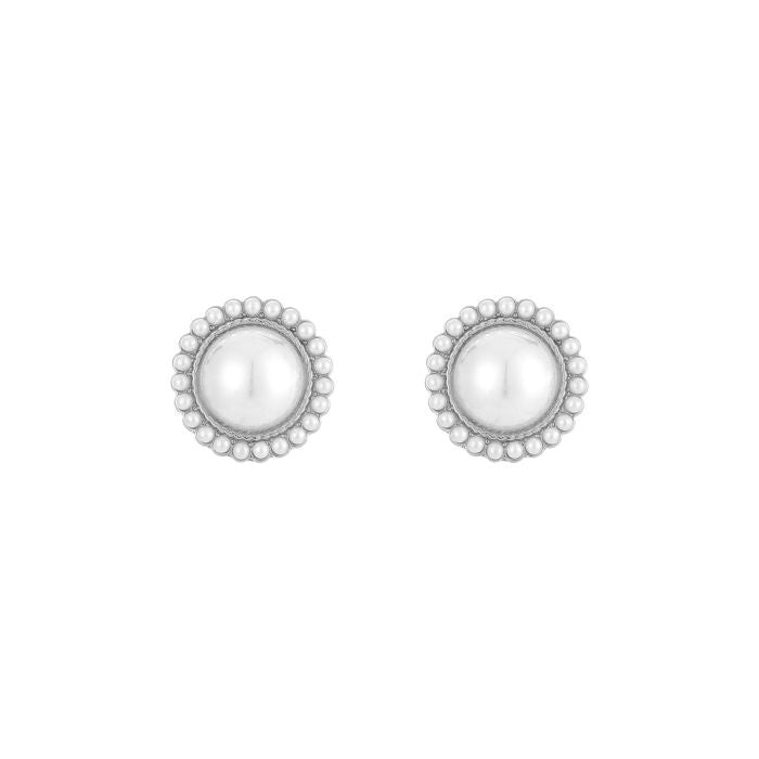 Parel clip oorbellen zilver